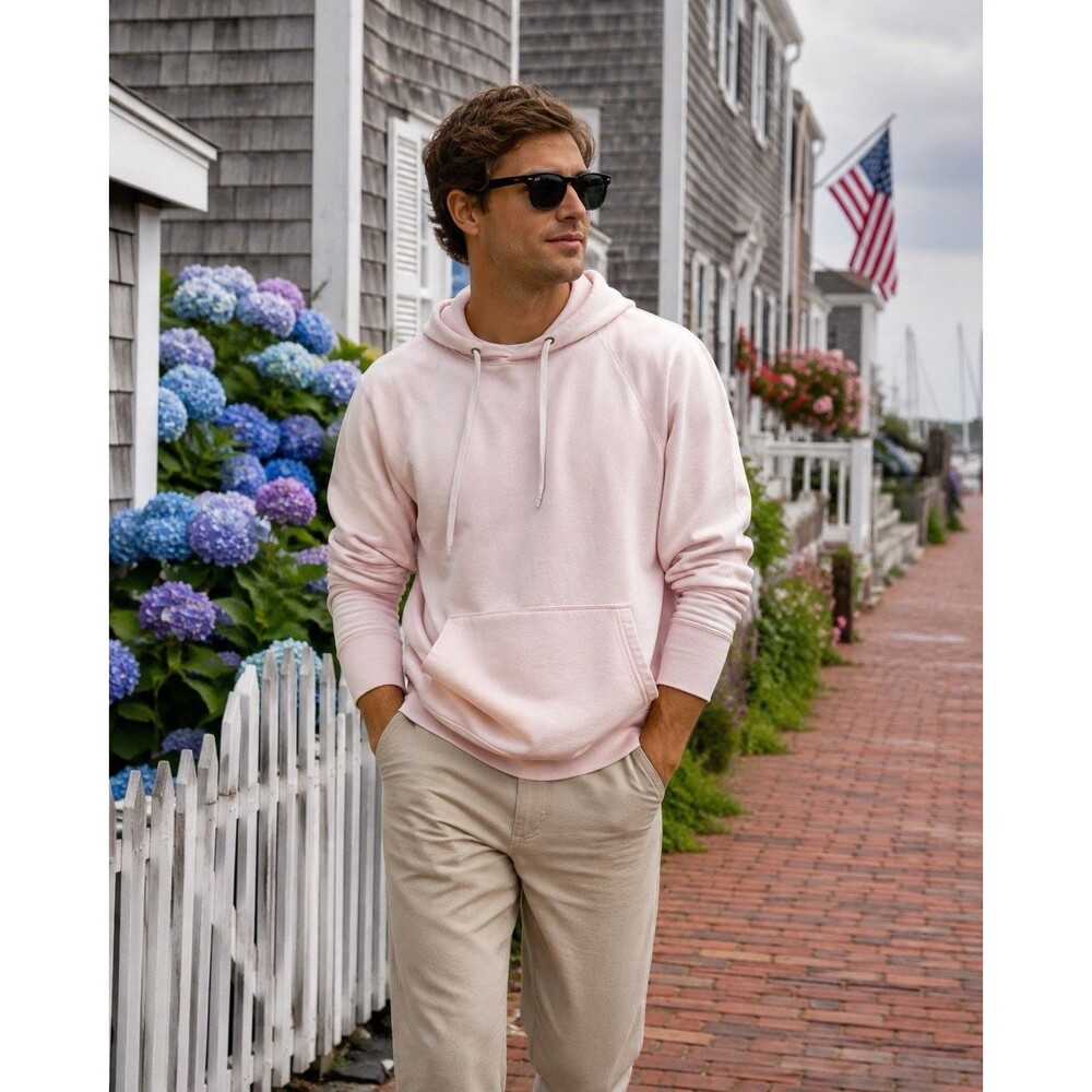 J.CREW Lightweight French Terry Hoodie BN437 Mens Size Large Cotton Candy Pink